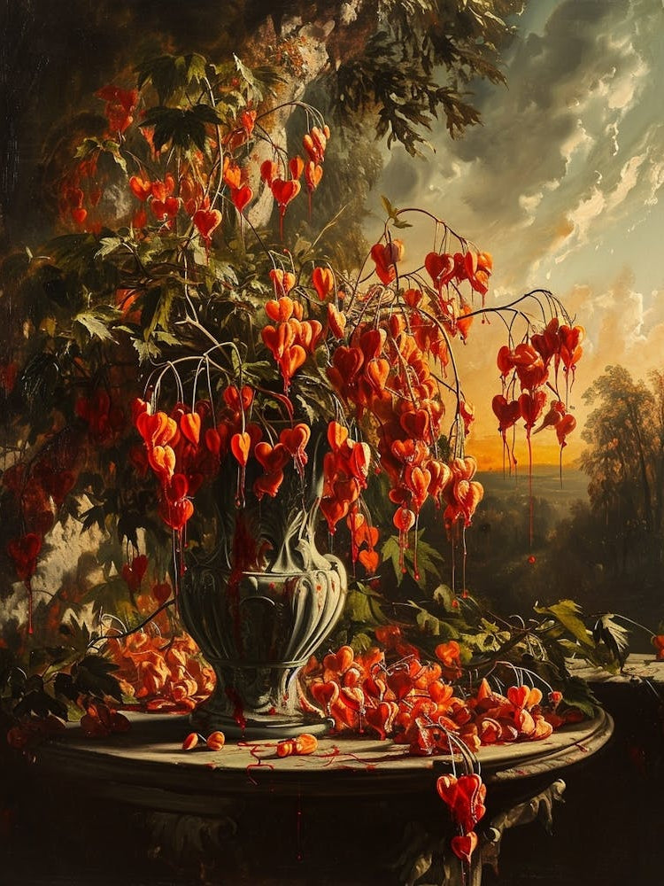 Baroque Floral Still Life Bleeding Hearts Dicentra 6