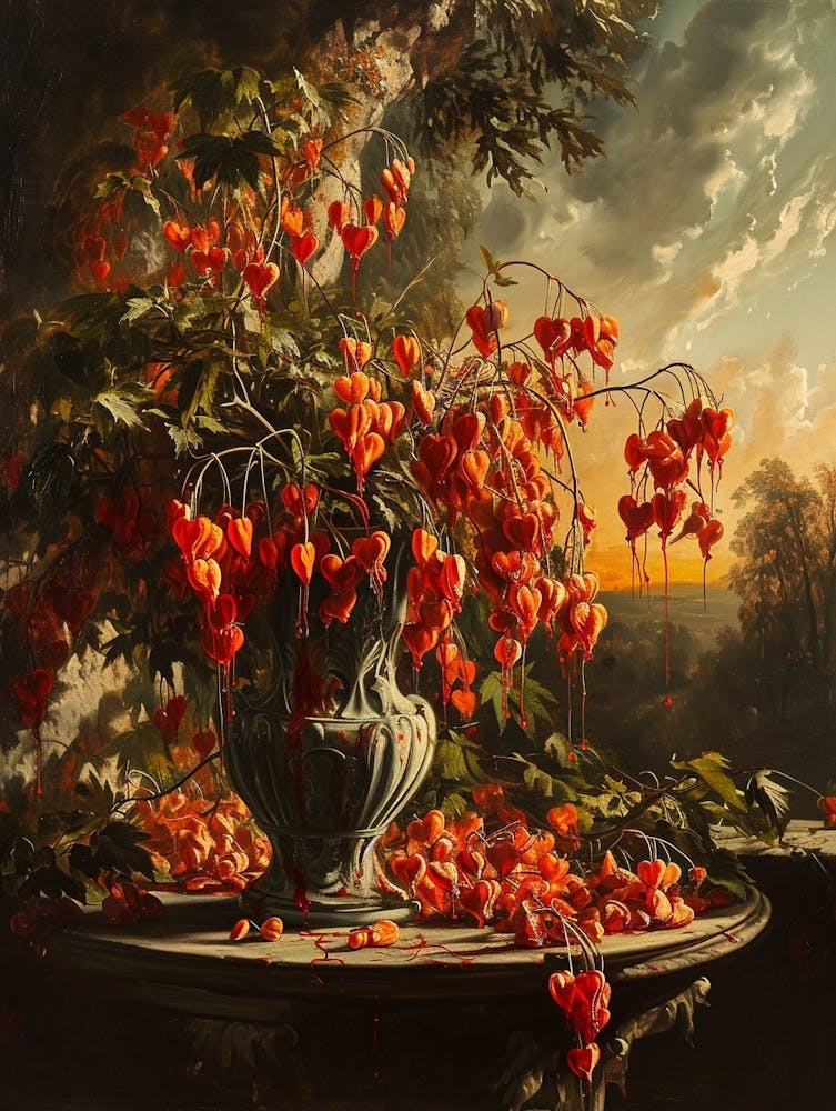 Baroque Floral Still Life Bleeding Hearts Dicentra 6