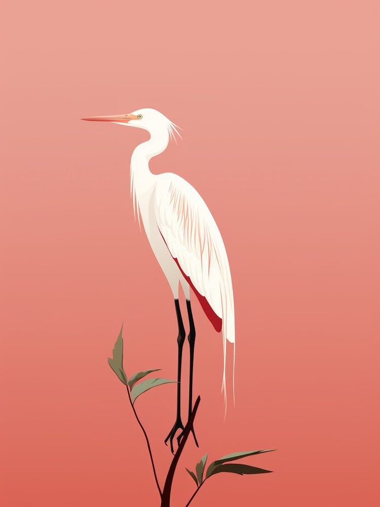 Minimalist Egret 3 Illustration