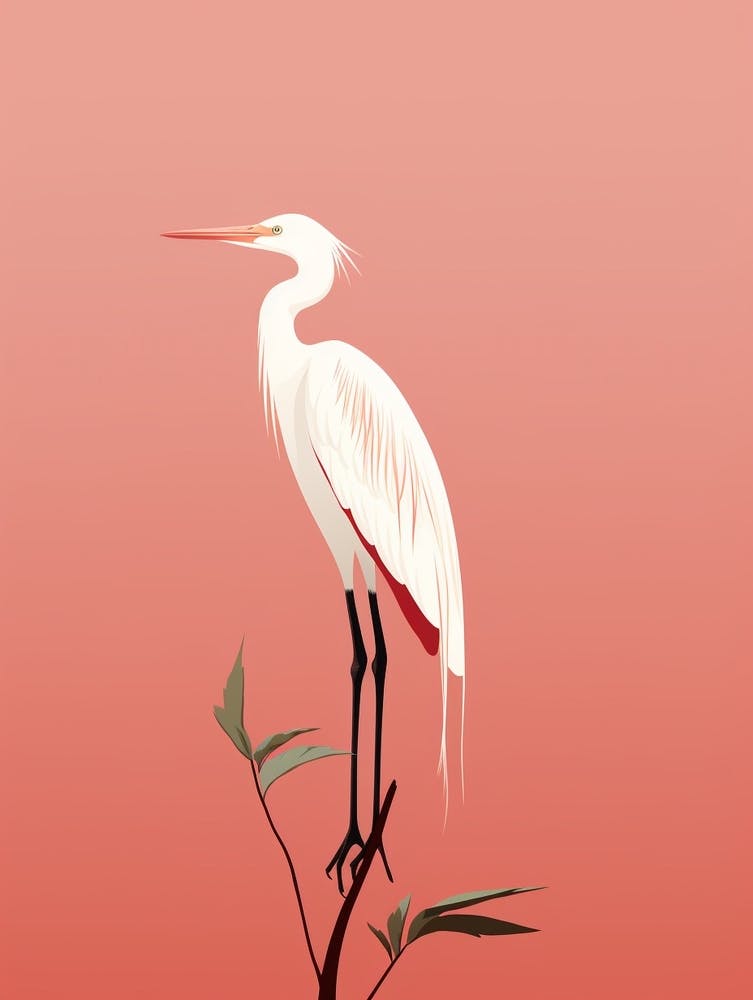 Minimalist Egret 3 Illustration