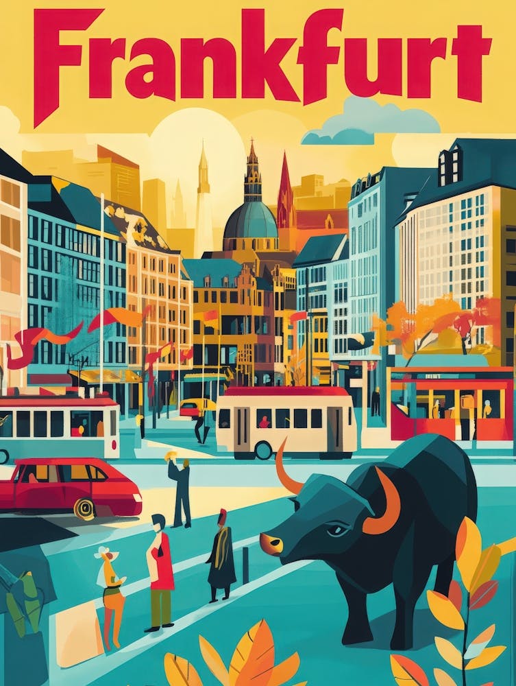 Aihrgdesign A 1970s Inspired Travel Poster For Frankfurt 5