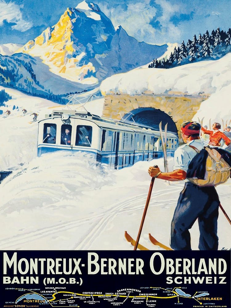 Skiers At Montreux, Switzerland