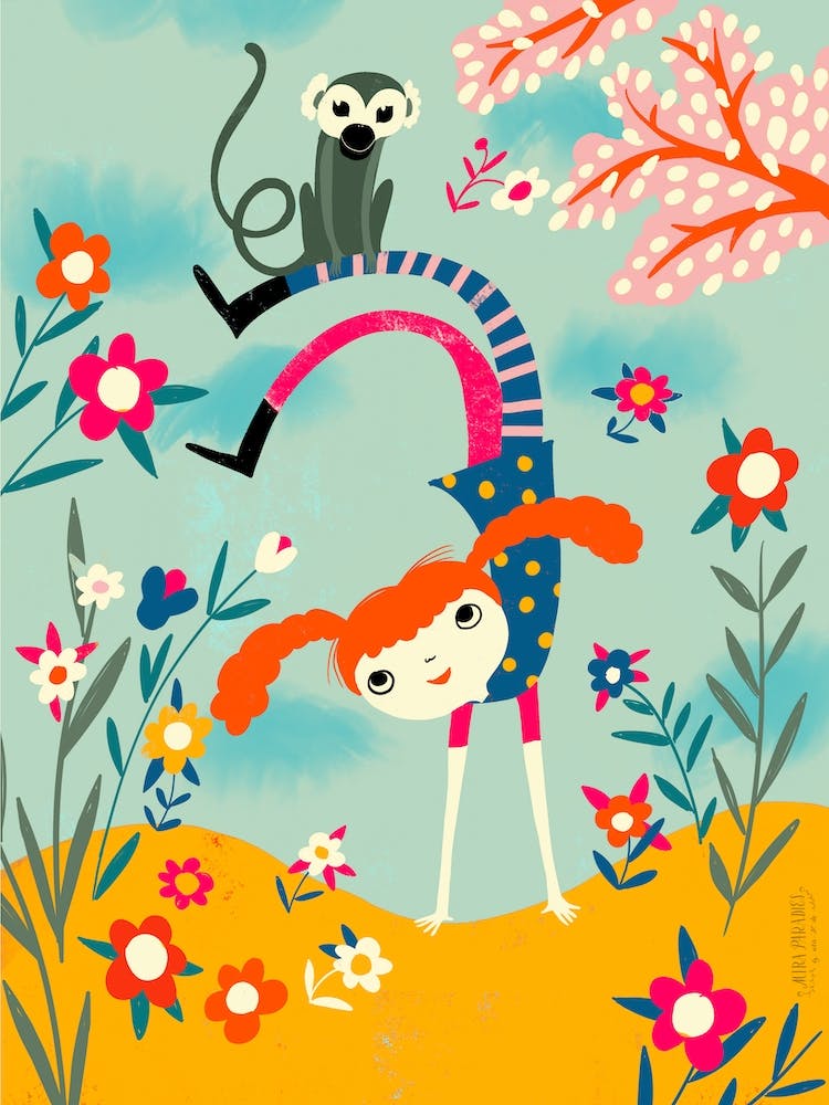 Strong Girls Handstand With Monkey