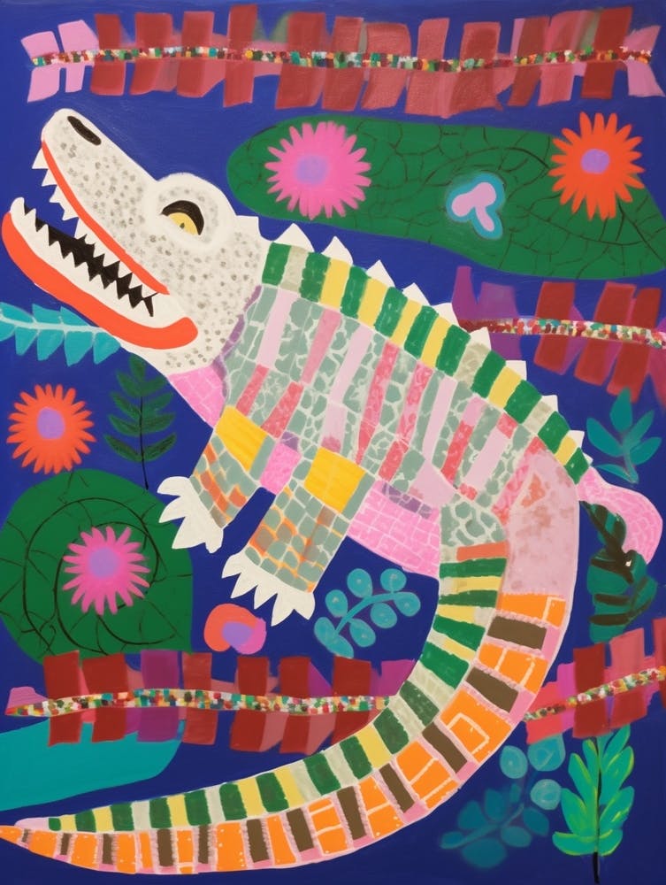 Maximalist Animal Painting Crocodile 1