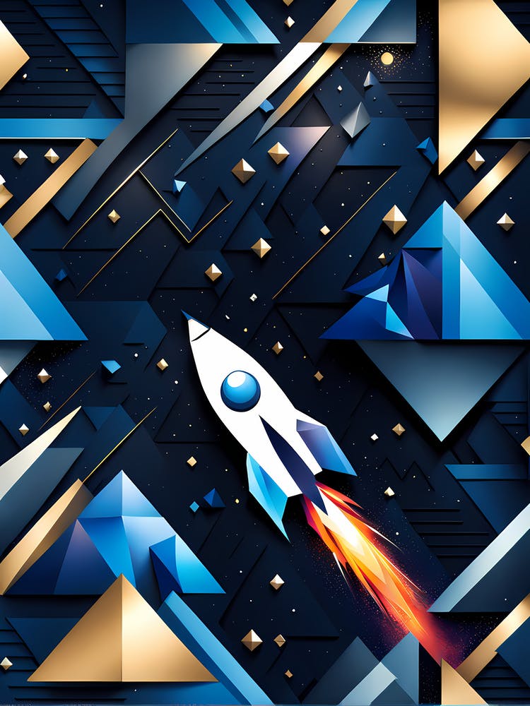 Abstract Space Background, Rocket wall art, Children’s nursery illustration, Kids' room decor, Sci-fi adventure wall decor, playroom wall decal, minimalistic vector, dreamy gift