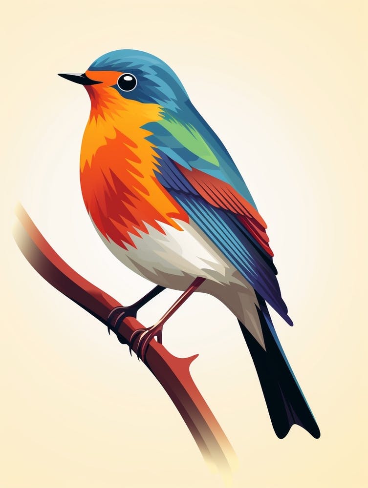 Colourful Geometric Bird Robin 2