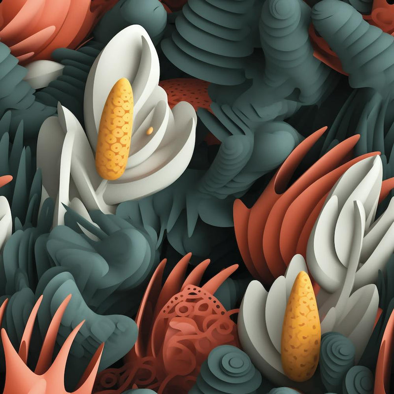 Motif Sans Couture d'Inspiration Botanique 3D