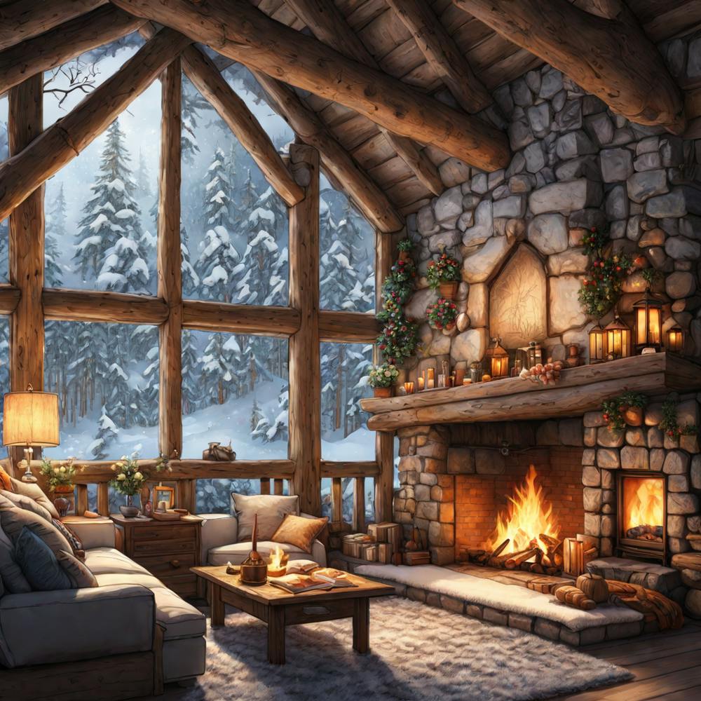 In Winter In A Cozy Rustic Wood House Nestled Amidst A Dense Forest A Big Family Huddle Closely A 483715356