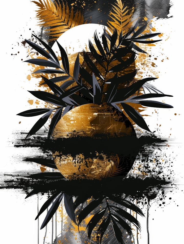 Gold And Black Abstract Painting 133