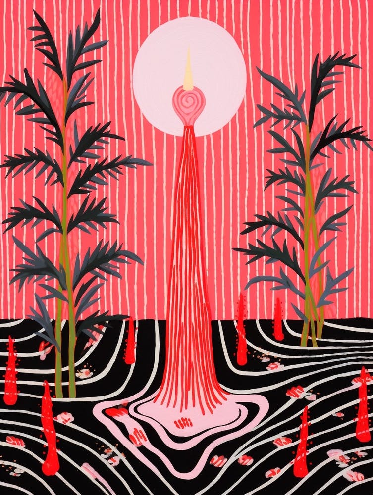 Pink And Red Plant Illustration Ponytail Palm 4