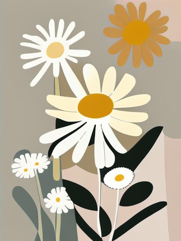Daisy Wildflower Modern Muted Colours