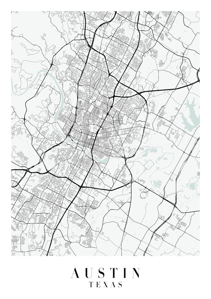 Austin Texas Street Map Color Minimal