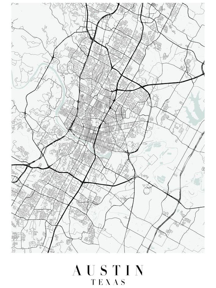 Austin Texas Street Map Color Minimal