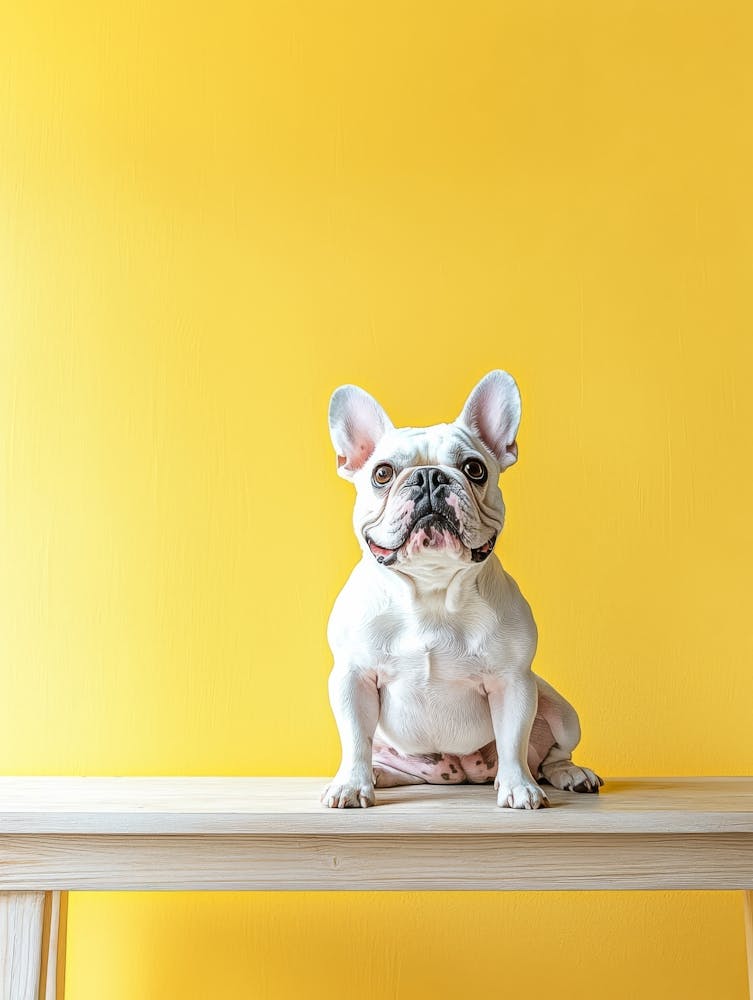 French Bulldog Sitting On A Table.Generated AI. Wall