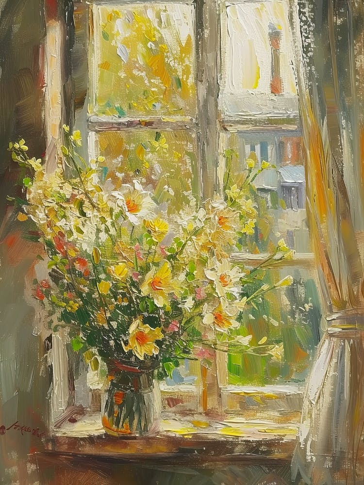 Freesia Flowers On A Cottage Window 2
