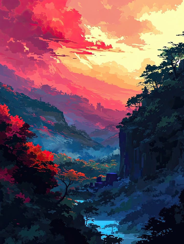 Sunset In The Mountains | Pixel Art Series 5