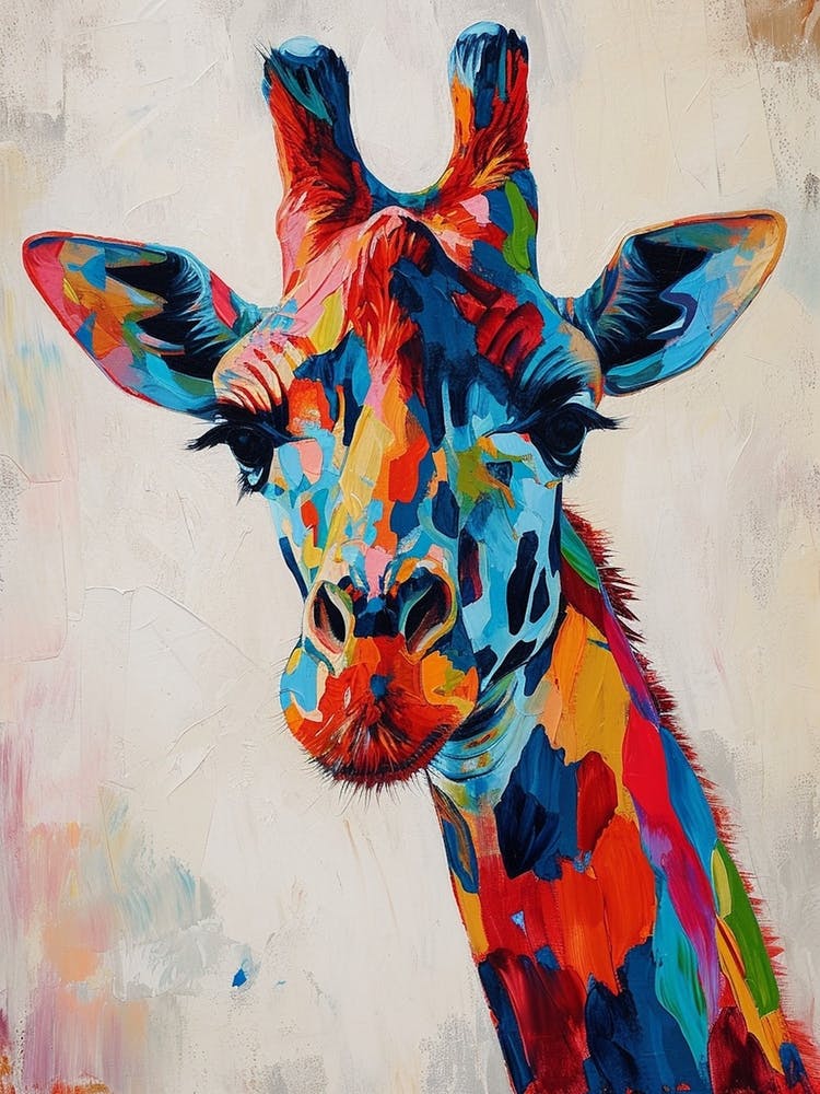 Giraffe Portrait Oil Painting Inspired 2