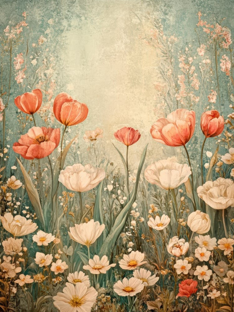 Vintage Flowers In A Field