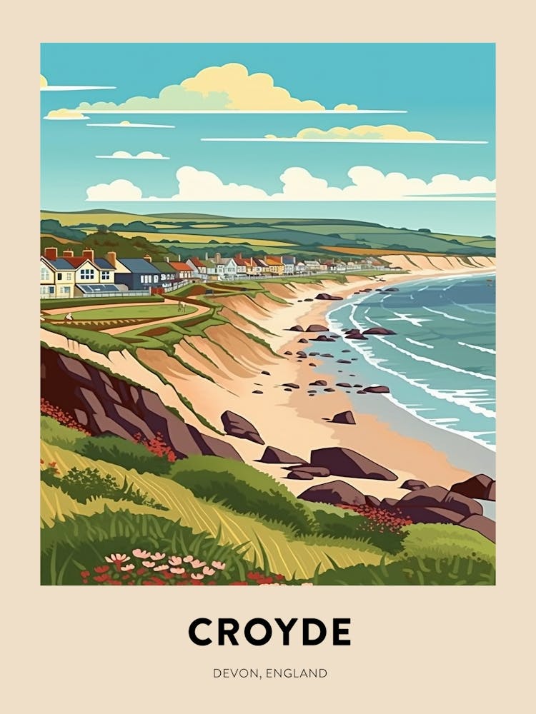 Devon Vintage Travel Poster Croyde 2