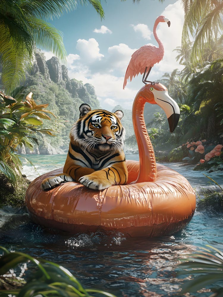 Tiger And Flamingo 1