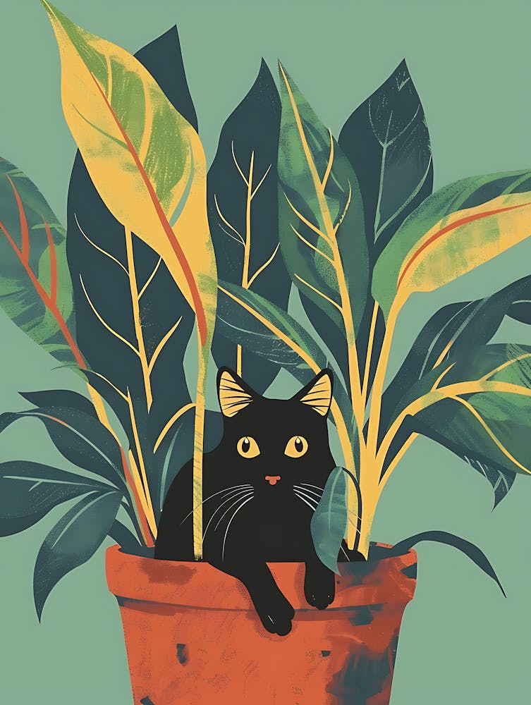 Cute Black Cat in a Plant Pot 16