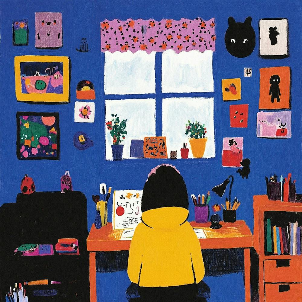 Girl At Her Desk