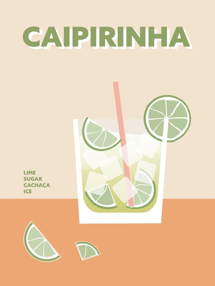 Caipirinha Cocktail Yellow Colourful Wall