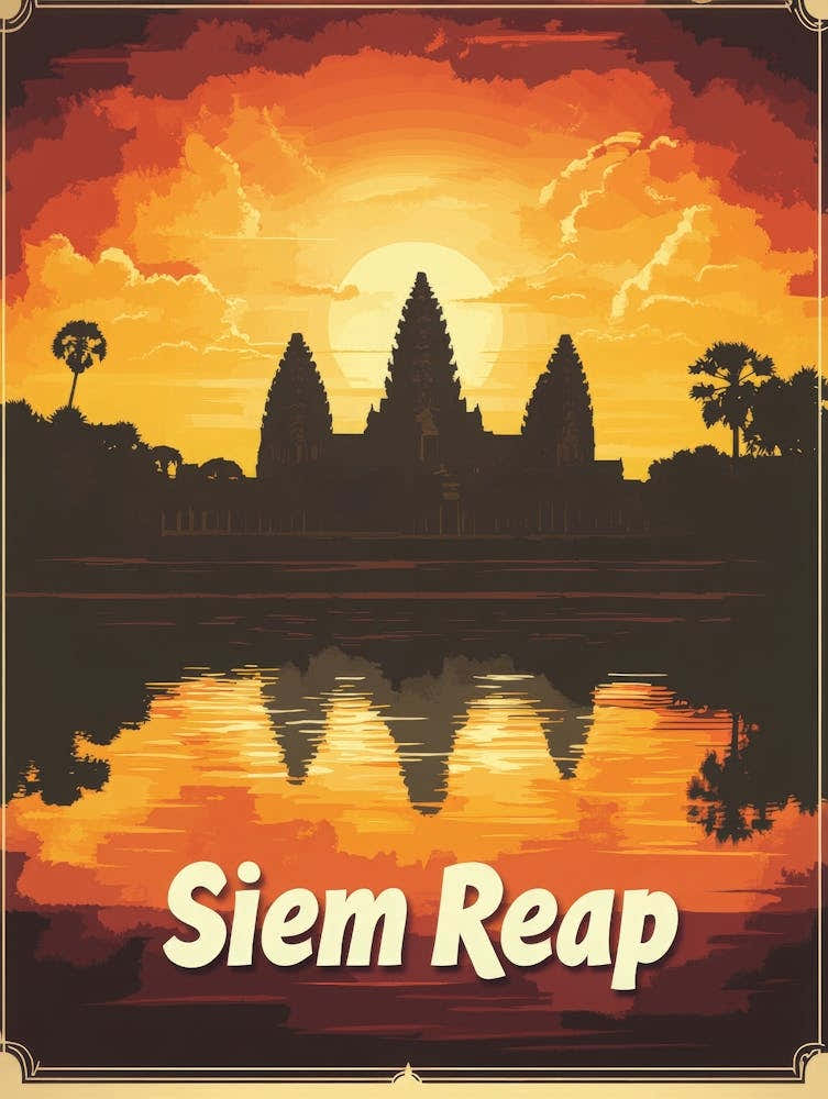 Aihrgdesign A Vintage Travel Poster Of Siem Reap Featuring Th 1b3cb3c3 8701 4469 B912 2d6aa52e4484 3