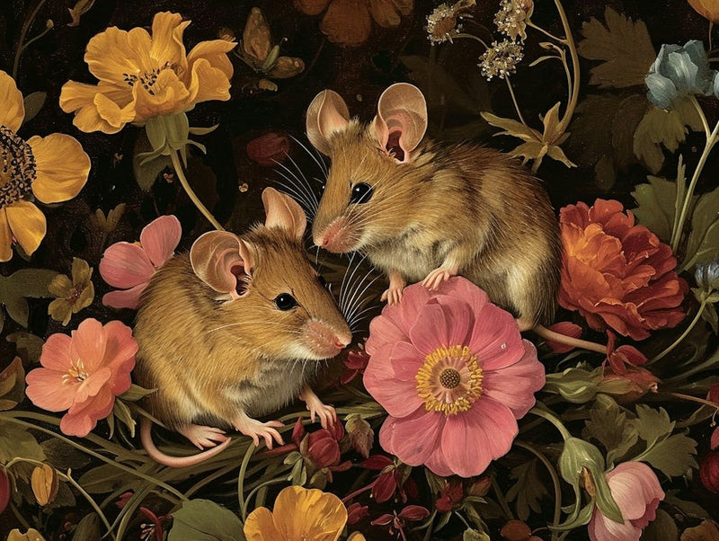 Floral Animal Illustration Mouse 4