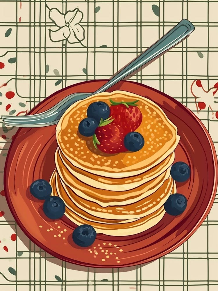 Pancake Stack On A Tiled Background 1