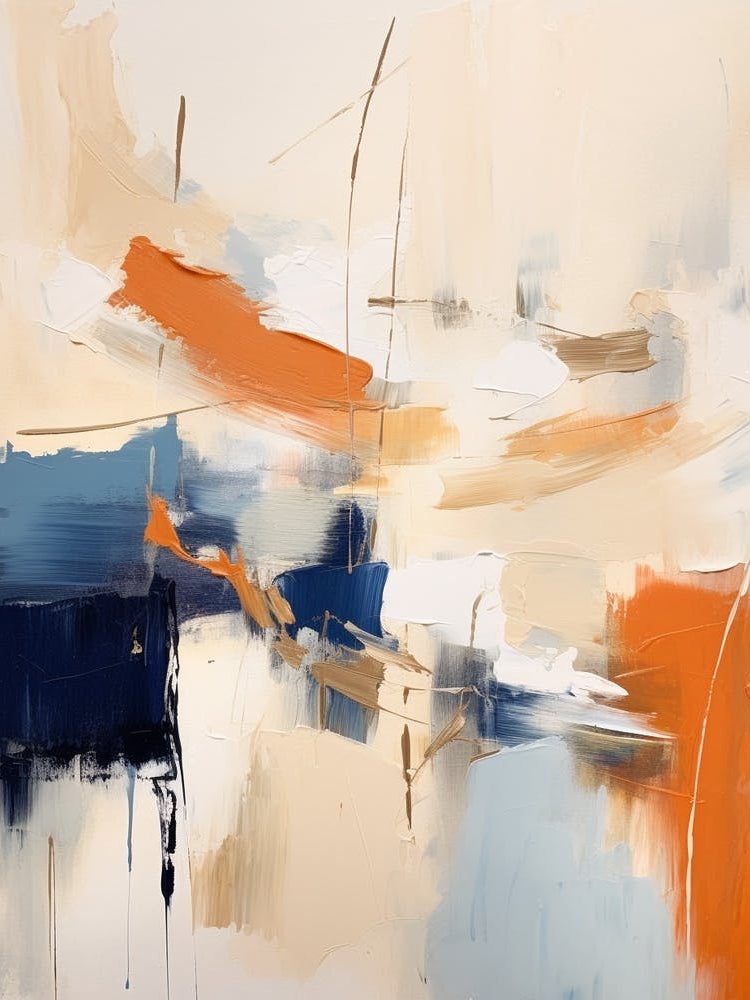 Navy And Orange Autumn Abstract Painting 8