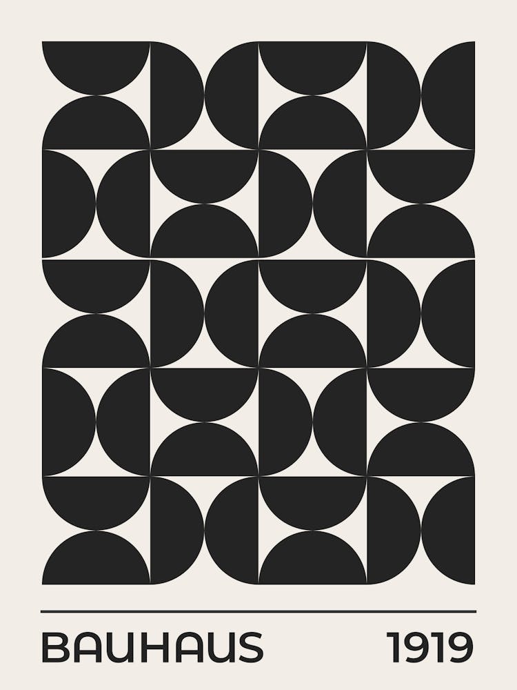 Bauhaus Exhibition 1919 Pattern (Black Tone), bauhaus, vintage, retro, pop, contemporary, 70s, 90s, colorful, European, exhibition, museum, abstract, cool, aesthetic, minimal, beige