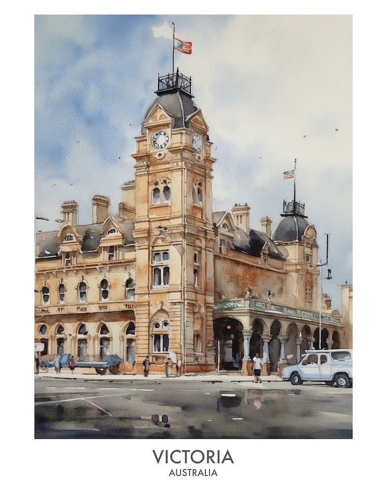 Victoria 1 Watercolour Travel Poster