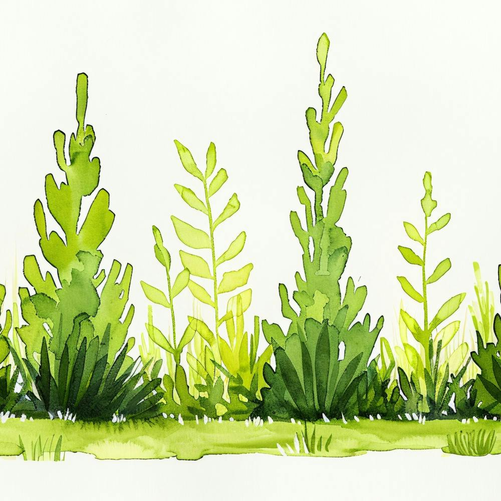 Watercolor Of Green Grass