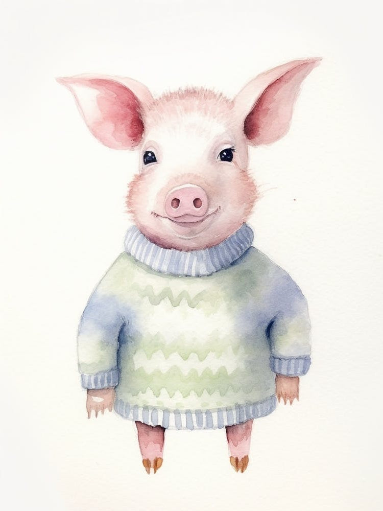 Baby Animal Watercolour Pig 3