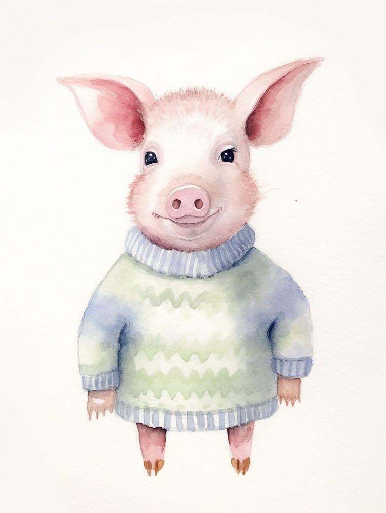 Baby Animal Watercolour Pig 3
