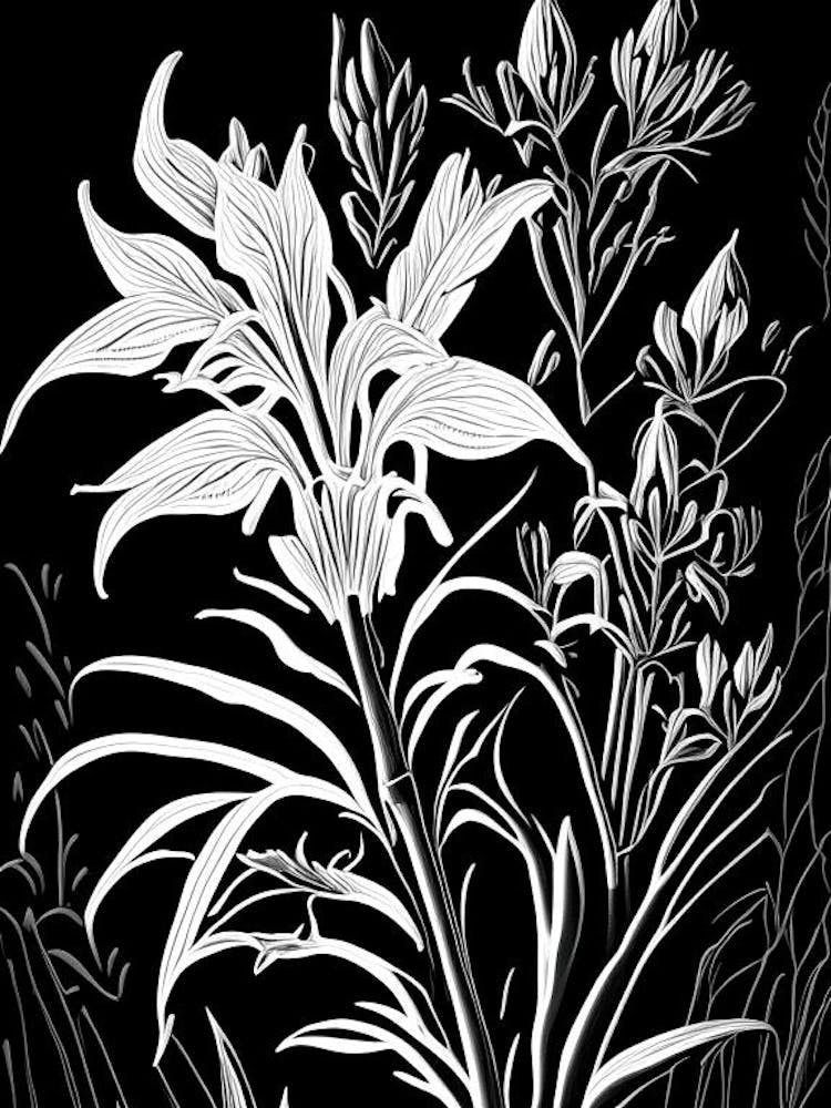 Cardinal Flower Wildflower Linocut