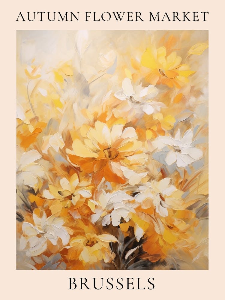 Autumn Flower Market Poster Brussels
