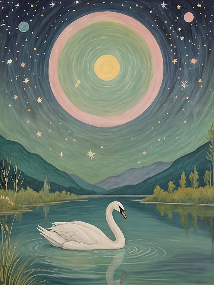 Graceful Swan In The Moonlight no1