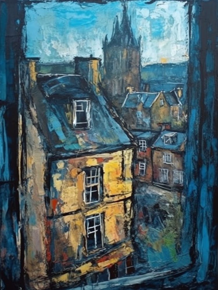 Window View Of Edinburgh Scotland In The Style Of Expressionism 3
