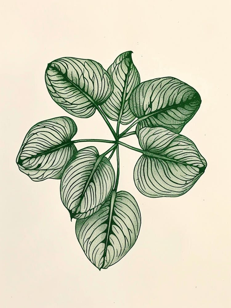 Fittonia Maranta Botanical Line Illustration 3