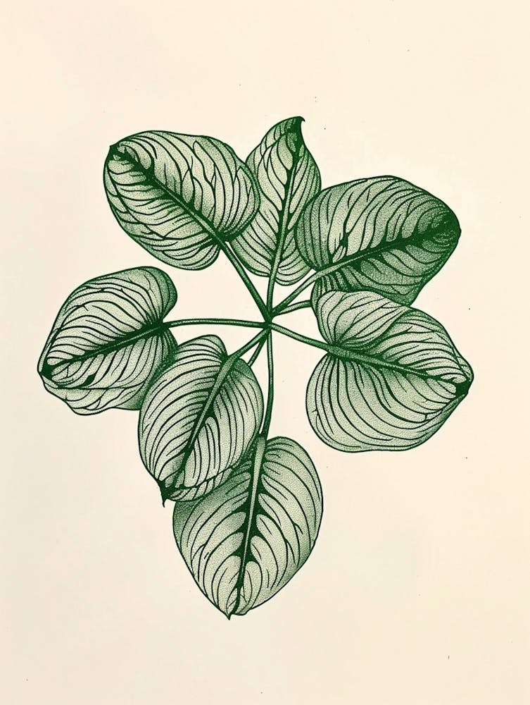 Fittonia Maranta Botanical Line Illustration 3