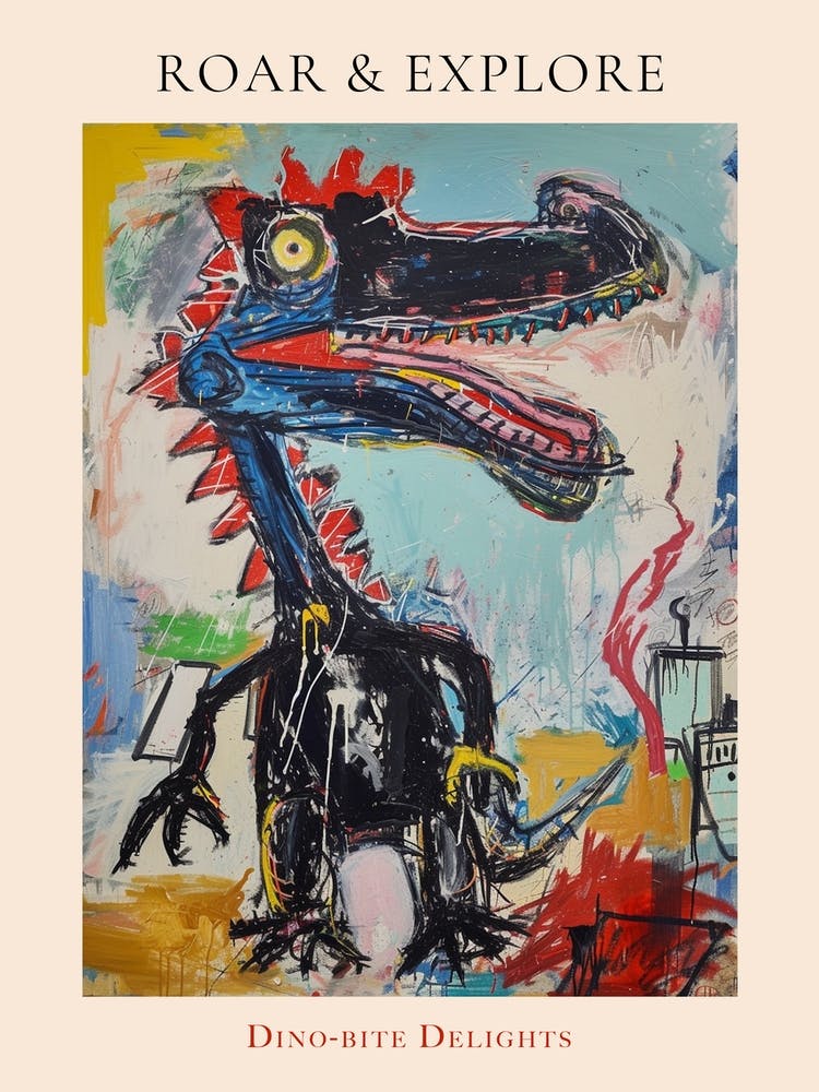 Abstract Graffiti Dinosaur In The Kitchen 3 Poster