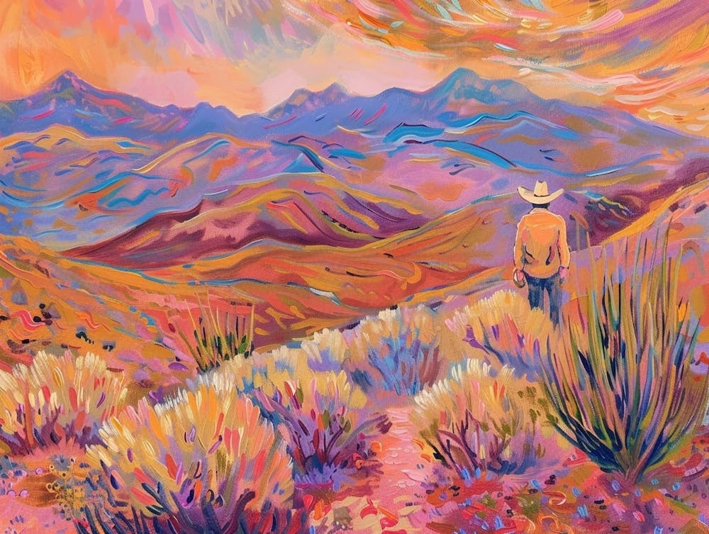 Cowboy Painting Sierra Nevada Mountains 3