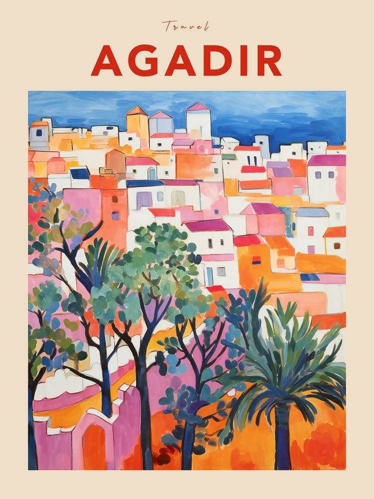 Agadir Morocco 3 Fauvist Travel Poster