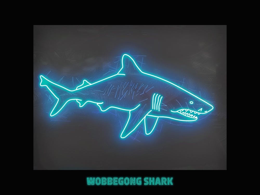 Neon Aqua Wobbegong Shark 1 Poster