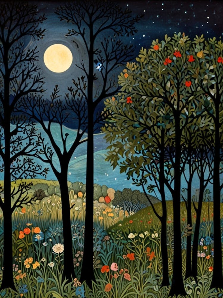 William Morris Moonlight In The Woods 130