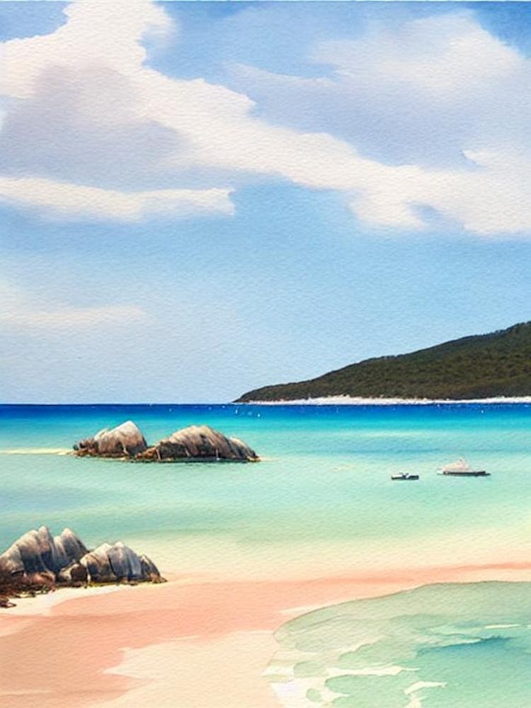 Whitehaven Beach, Australia Watercolour