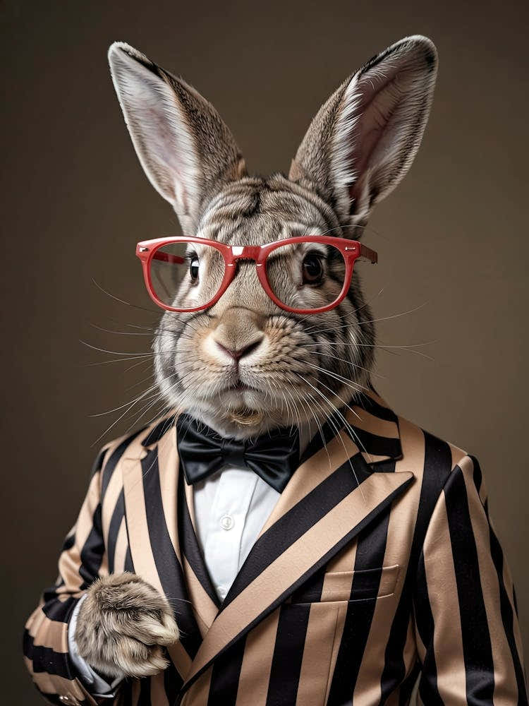 Dapper Rabbit in Striped Suit