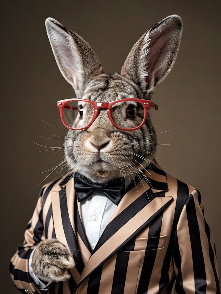 Dapper Rabbit in Striped Suit